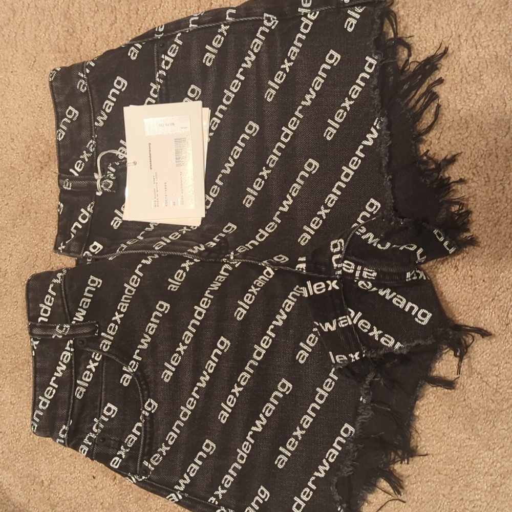 Alexander Wang Logo Print Black Shorts